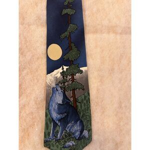 Men's howling wolf tie. WWF World Wildlife Fund 100% silk